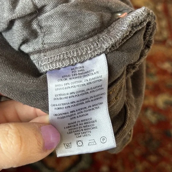 Re/done 70s Ultra High Rise Stove Pipe Jeans Washed Chocolate - Picture 9 of 14